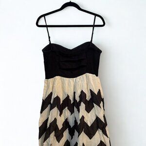 ANTHROPOLOGIE | LEIFNOTES Cherie Black & White Chevron Strapless Dress | 12